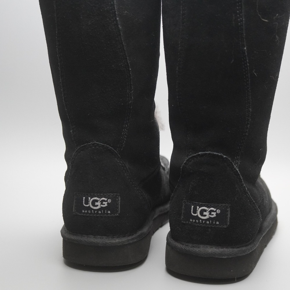 UGG 5230 Uptown Lace Tall Boots Women US 5 Black Suede Shearling - Picture 6 of 11